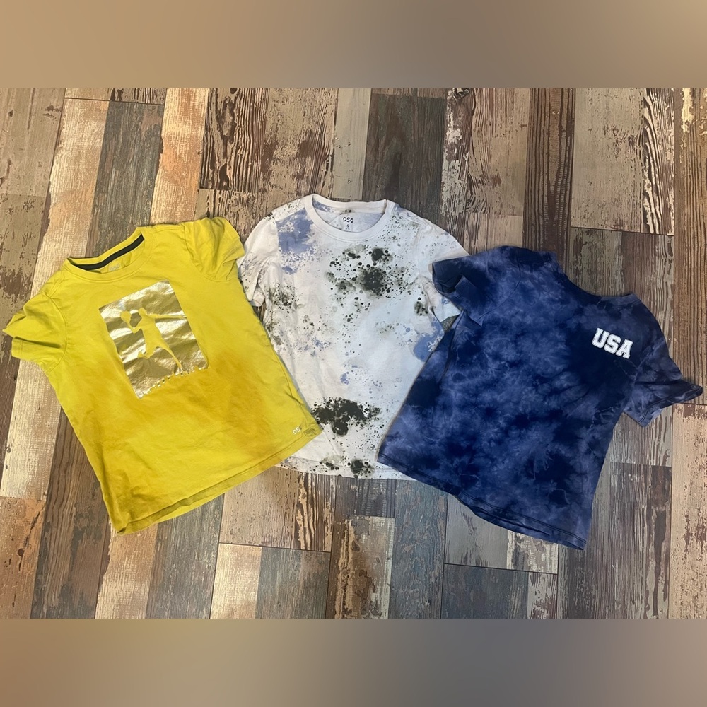 DSG Kids Short-Sleeve Tee Trio - Yellow, White, Navy Tie-Dye